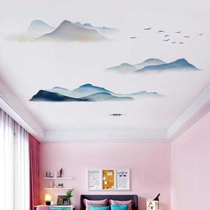粘墙纸卧室创意遮丑吊顶屋顶装饰布房间个性贴纸天花板天花