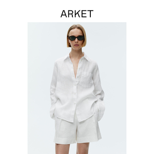 ARKET女装 轻薄长袖基础款亚麻衬衫白色2024春季新款1224788001