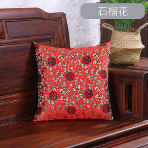 中式抱枕靠垫中国风红木实木沙发腰枕高档明清古典绸缎扶手枕含芯
