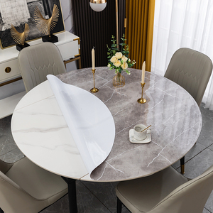北欧圆桌桌布防水防油免洗大理石纹圆形餐桌垫家用PVC客厅圆桌垫