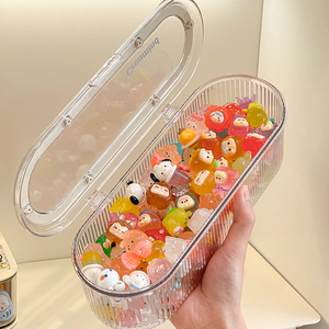 萌粒收纳盒泡泡玛特小摆件展示架亚克力透明盒积木玩偶食玩防尘罐