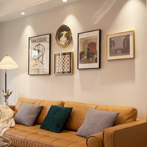 客厅沙发背景墙装饰画北欧小众复古风格组合挂画美式轻奢墙画壁画