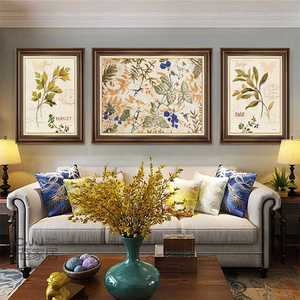 美式客厅装饰画沙发背景挂画三联画复古欧式法式风格高端餐厅壁画
