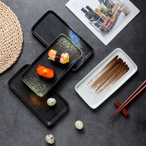 寿司盘创意陶瓷盘子日式餐盘长方平底盘料理店专用瓷碟子商用平盘