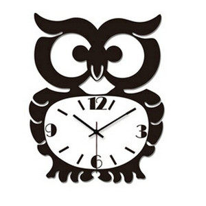 创意猫头鹰挂钟客厅复古亚克力时钟墙面装饰静音钟表