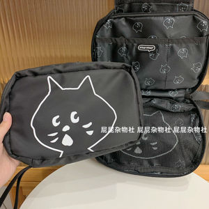 日系卡通惊讶猫旅行大容量洗漱包 折叠便携家用化妆收纳包挂袋