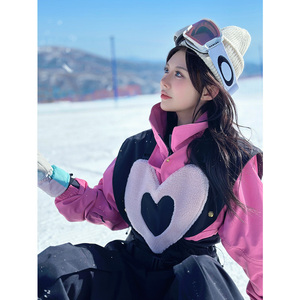 森普登粉色滑雪服套装外套女2024年早春新款小众防风防水单板雪服