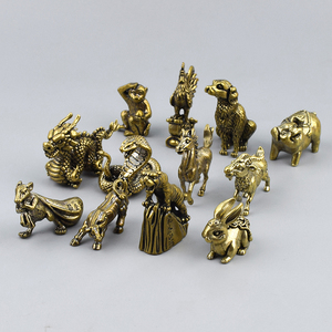 十二生肖复古创意摆件黄铜纯铜手把件家居桌面工艺装饰品茶宠礼物