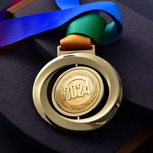 新款旋转挂牌金银铜定制定做足球篮球运动马拉松比赛冠军金属奖牌