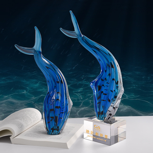 创意鲸跃归海琉璃奖杯定制定做年会优秀员工高档水晶奖杯纪念品