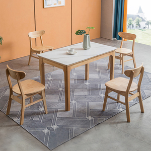 岩板餐桌家用小户型简约大理石桌子正方形棋牌桌长方形歺桌4人6人