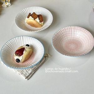 ins风复古浮雕甜品碗蛋糕碗陶瓷点心碟冰淇淋碗高级感燕窝碟餐厅