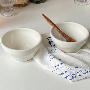 ins风奶白色米饭碗家用加厚水果碗燕麦早餐碗酸奶碗餐厅好看简约