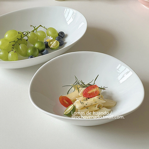 ins法式异形碗西餐冷菜碗餐厅小众陶瓷沙拉碗汤碗甜品汤盘纯白碗