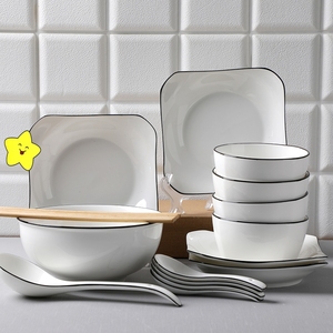 碗碟套装 北欧陶瓷器碟子2/4人吃饭碗盘碗筷组合18头餐具ins家用