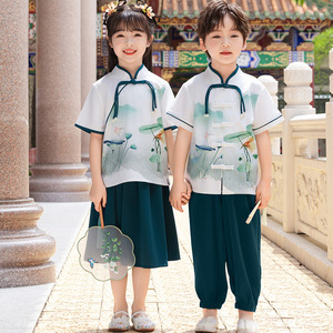 六一儿童演出服幼儿园服夏季唐装女童中国风汉服小学生校服套装