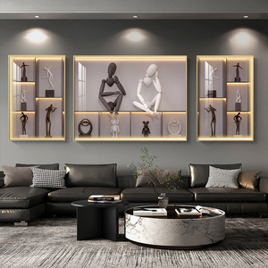 艺术人物客厅装饰画现代简约高级感沙发背景墙挂画轻奢大气三联画