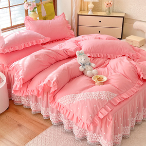 韩版床裙式四件套四季通用床上用品床单主卧室年轻人被套2024新款