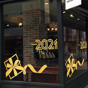 2023新年快乐中国结蝴蝶结装饰过年大型橱窗玻璃贴布置店铺墙贴纸