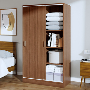 衣柜家用卧室推拉门衣柜1米木质柜子出租房用小户型简易挂衣橱柜