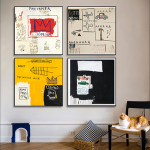 巴斯奎特Basquiat前卫抽象涂鸦装饰画工业风小众潮流挂画摆台壁画