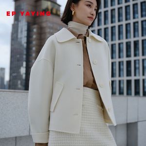 EP YAYING雅莹女装 无染色羊绒短款翻领外套 2023秋冬新款1248A