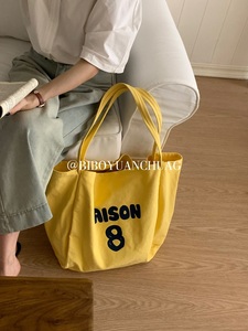 韩国新款简约风字母包包手提单肩大容量厚款帆布包学生书包补课袋