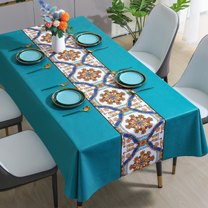 桌布免洗防油防水防烫客厅茶几台布长方形中式椭圆餐桌垫pvc卓 布