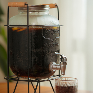 玻璃可乐桶带龙头甜品台网红饮料果汁罐柠檬冷水壶威士忌调酒容器