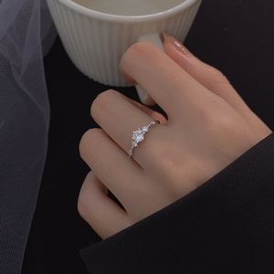 925纯银戒指女小众设计高级感结婚仿钻戒轻奢七夕礼物送女友求婚