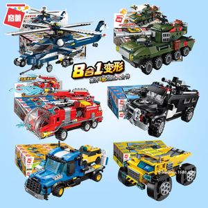 启蒙兼容樂高军事系列超集变八合一儿童拼装积木汽车玩具男3-6岁