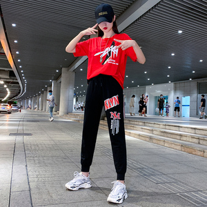 韩版运动套装女夏春季新款嘻哈时尚休闲两件套跳曳鬼步舞健身服潮