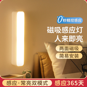 智能人体感应小夜灯节能光控自动亮灯家用起夜过道卧室衣橱柜充电