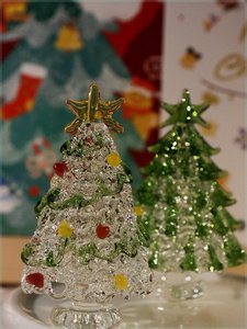 手工拉丝琉璃圣诞树亮晶晶桌面摆件日常送礼可爱礼物玻璃家居装饰
