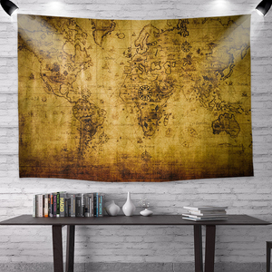 复古世界地图背景布简约个性挂布墙壁面挂毯卧室民宿INS装饰墙布