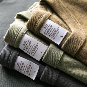 低饱和色系 橄榄绿重磅品质竹节棉圆领短袖T恤休闲简约百搭体恤衫