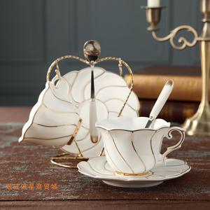 欧式咖啡杯套装英式茶杯茶具杯碟欧美陶瓷红茶杯下午茶杯子送架子