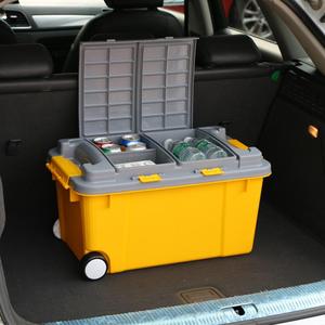 中大号塑料收纳整理箱后备便携式家用车载户外高强度带拉杆滑轮子