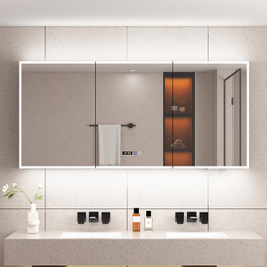 新款智能浴室镜柜单独挂墙式太空铝除雾定制卫生间卫浴镜柜收纳盒