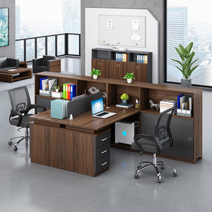 新款办公家办公公桌椅组组双人具员工卡座司人工位隔断3桌柜合子