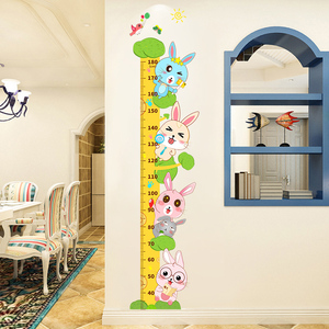 卡通儿童宝宝测量尺身高贴纸可移除3d立体自粘墙纸装饰量身高墙贴