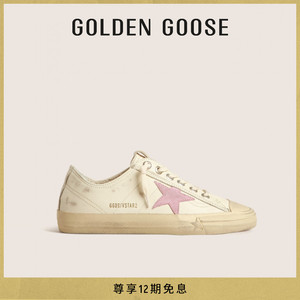 Golden Goose 女鞋 V-Star 复古灰玫瑰色星星通勤休闲脏脏鞋