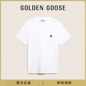 Golden Goose 男装 Star Collection 深蓝色星星白色圆领短袖T恤