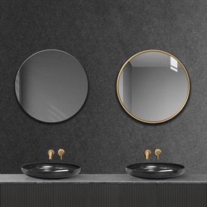 北欧简约卫生间镜子时尚洗手间台铝合金圆镜壁挂免打孔浴室镜圆形