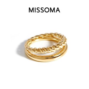 【秦岚同款】Missoma金色双层扭扭戒指纯银18k镀金素圈食指戒女