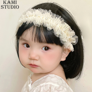 韩版婴儿珍珠发带女宝宝可爱公主头饰儿童百日拍照发饰花童头饰品
