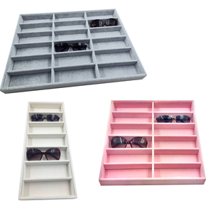 包邮定制绒布眼镜收纳盒18多格墨镜太阳镜展示盒收藏架多功能托盘