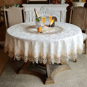 欧式大圆桌布布艺家用台布圆桌垫圆形茶几盖布桌椅套装蕾丝餐桌布