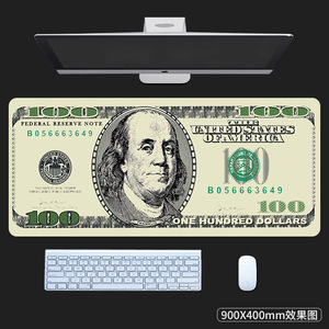 创意钞票鼠标垫超大号美元货币键盘垫加厚防滑办公桌垫橡胶游戏垫