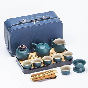 高档陶瓷旅行户外功夫茶具茶盘整套装轻奢便携式收纳包杯壶泡茶器